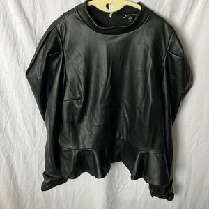 Express: Black Soft Faux Leather Moto style long sleeve Top- Soft- XL